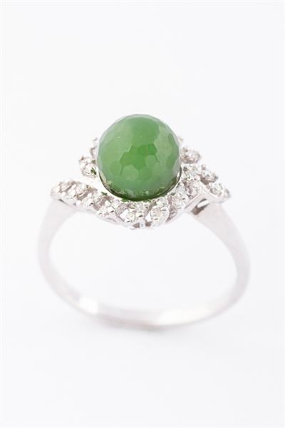 Grote foto wit gouden ring met jade en briljant kleding dames sieraden