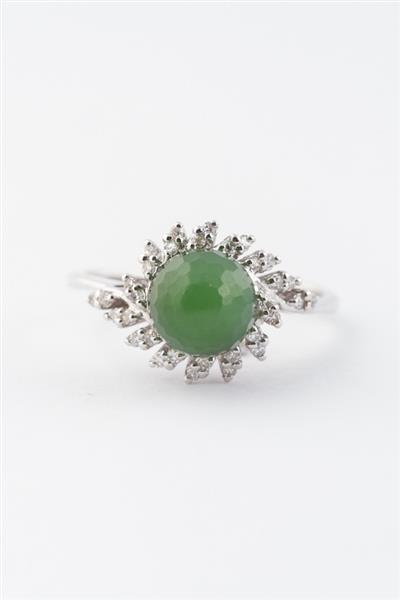 Grote foto wit gouden ring met jade en briljant kleding dames sieraden
