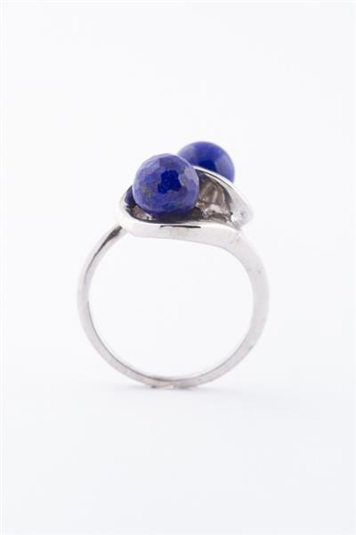 Grote foto wit gouden slag ring met lapis lazuli kleding dames sieraden