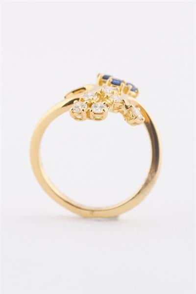 Grote foto gouden ring met briljanten en saffieren kleding dames sieraden