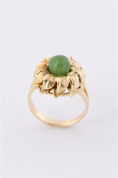 Grote foto gouden blad ring met jade kleding dames sieraden