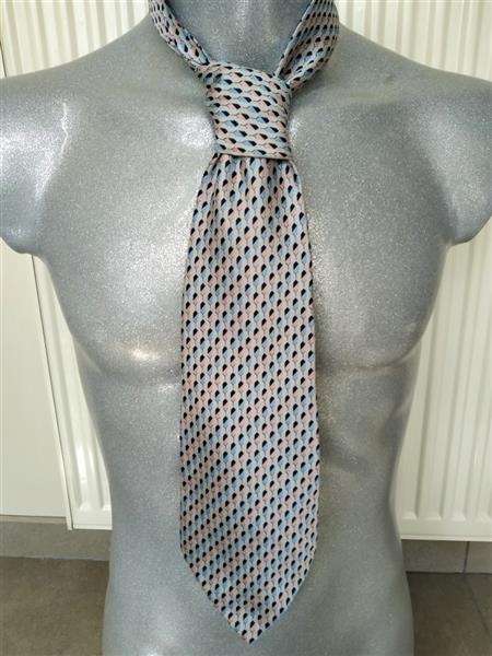 Grote foto knappe vintage zilvergrijze stropdas met motiefje kleding heren stropdassen
