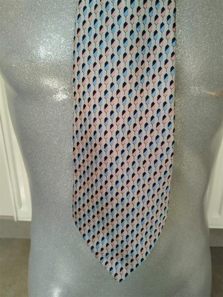 Grote foto knappe vintage zilvergrijze stropdas met motiefje kleding heren stropdassen