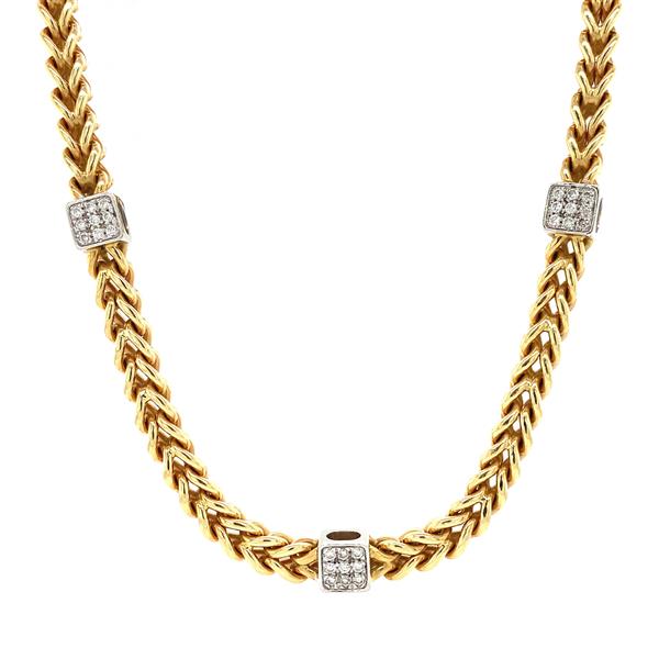 Grote foto bicolour gouden fantasie collier 42 cm 14 krt kleding dames sieraden