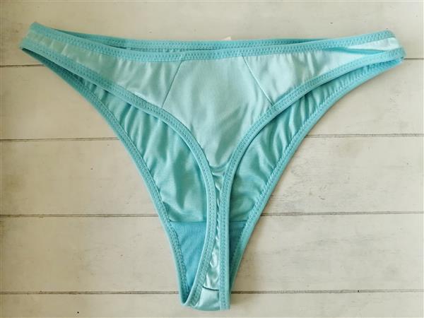 Grote foto gesatineerde string in zacht turquoise s en large kleding dames ondergoed en lingerie