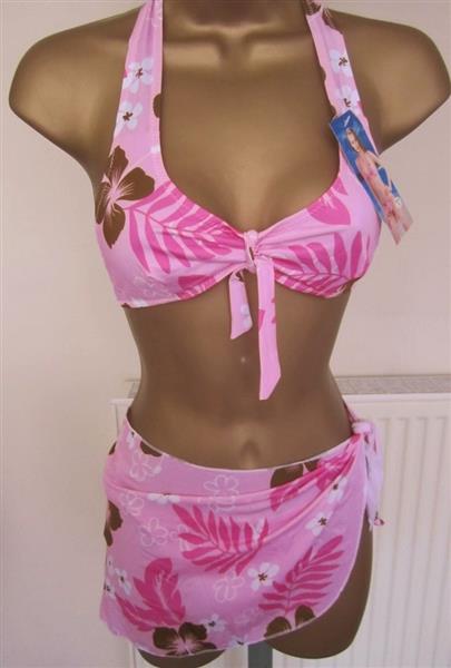 Grote foto mooie roze bikini met bijpassende pareo l en xl kleding dames badmode en zwemkleding