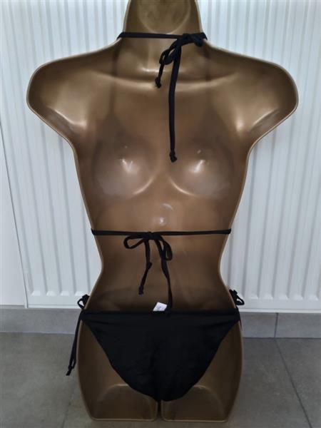 Grote foto trendy zwarte bikini met metalen ringetjes large kleding dames badmode en zwemkleding