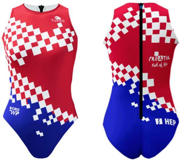 Grote foto special made turbo waterpolo badpak croatia pro team kleding dames badmode en zwemkleding