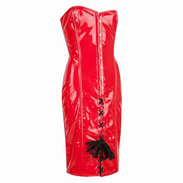 Grote foto unieke rode lak korsetjurk model 16 t m 6xl kleding dames jurken en rokken