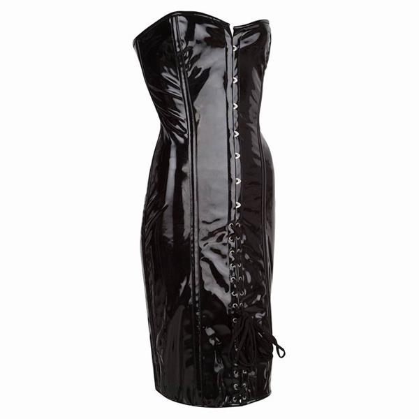 Grote foto unieke zwarte lak korsetjurk model 16 in s t m 6xl erotiek kleding