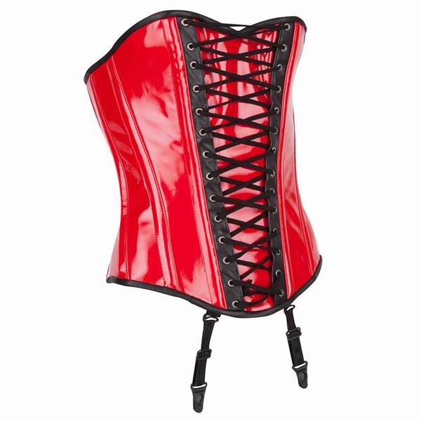 Grote foto stevig rood lak korset model 14 in small t m 6xl kleding dames ondergoed