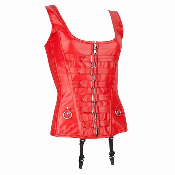 Grote foto echt leren corset model 01 rood in xs t m 6xl kleding dames lederen kleding