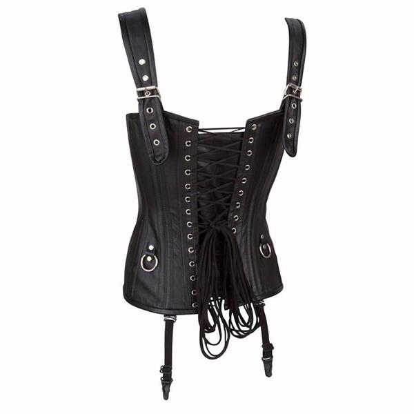 Grote foto echt leren corset model 01 zwart in xs t m 6xl kleding dames lederen kleding