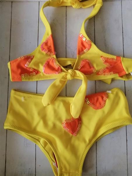 Grote foto prachtige gele bikini met paillettes 4 6 jaar kinderen en baby maat 110