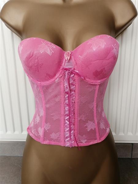 Grote foto fuchsia doorzichtig torselet met hipster 70b 75b kleding dames ondergoed en lingerie