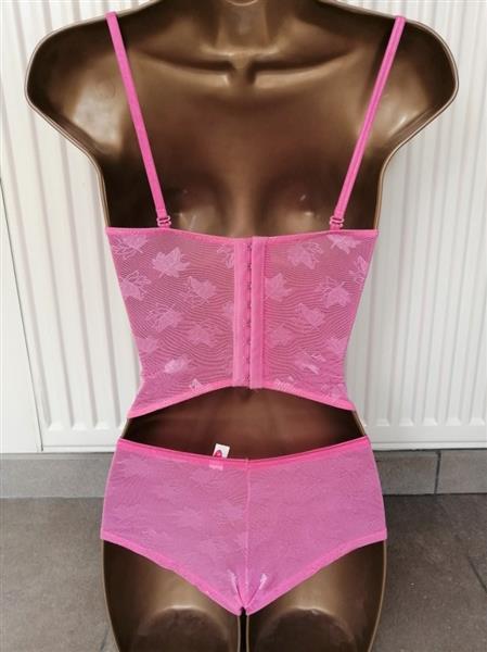 Grote foto fuchsia doorzichtig torselet met hipster 70b 75b kleding dames ondergoed en lingerie