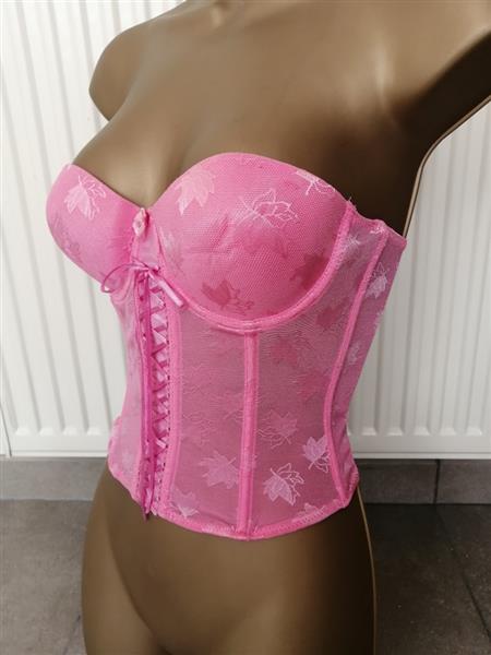 Grote foto fuchsia doorzichtig torselet met hipster 70b 75b kleding dames ondergoed en lingerie