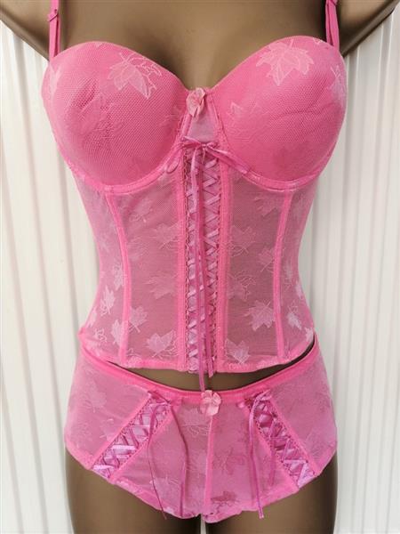 Grote foto fuchsia doorzichtig torselet met hipster 70b 75b kleding dames ondergoed en lingerie