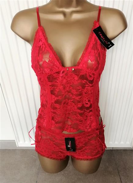 Grote foto rode doorzichtige caraco met hipster medium kleding dames ondergoed en lingerie