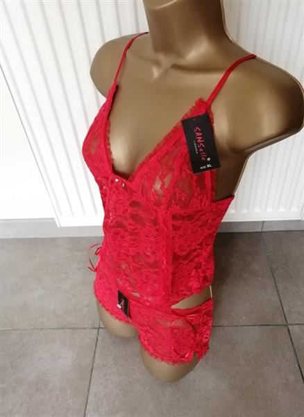 Grote foto rode doorzichtige caraco met hipster medium kleding dames ondergoed en lingerie