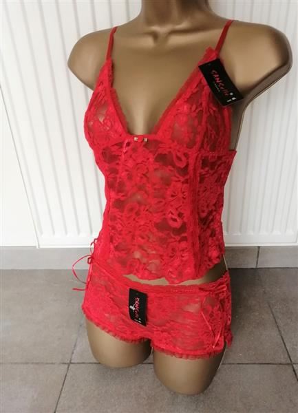 Grote foto rode doorzichtige caraco met hipster medium kleding dames ondergoed en lingerie