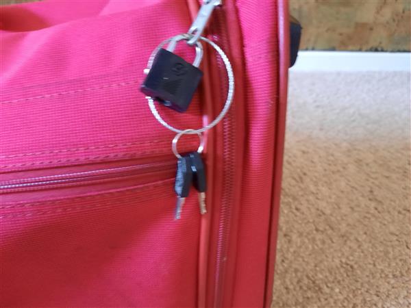 Grote foto rode reistas samsonite met wieltjes en handvat sieraden tassen en uiterlijk reistassen