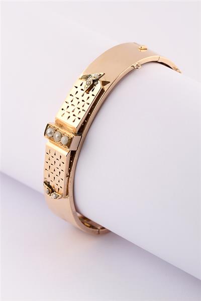 Grote foto antieke gouden armband met parels kleding dames sieraden