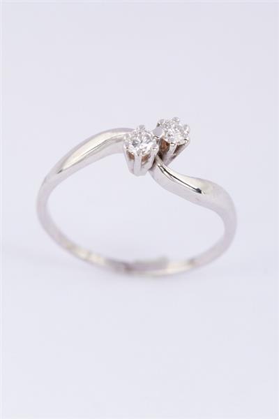 Grote foto 14 krt wit gouden slag ring met twee briljanten totaal ca 0.14 ct. kleding dames sieraden