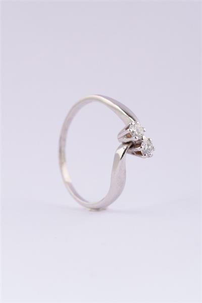 Grote foto 14 krt wit gouden slag ring met twee briljanten totaal ca 0.14 ct. kleding dames sieraden