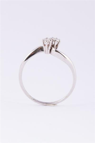 Grote foto 14 krt wit gouden slag ring met twee briljanten totaal ca 0.14 ct. kleding dames sieraden