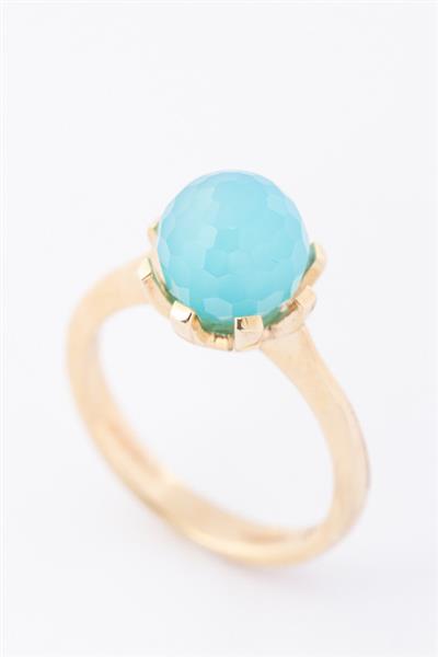 Grote foto gouden ring met chalcedoon kleding dames sieraden