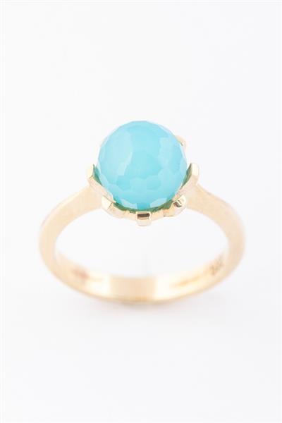 Grote foto gouden ring met chalcedoon kleding dames sieraden