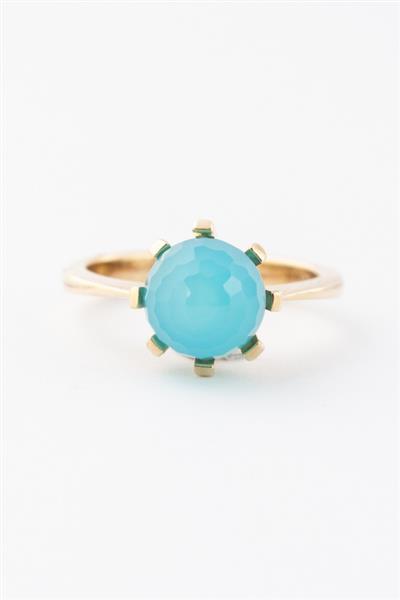 Grote foto gouden ring met chalcedoon kleding dames sieraden