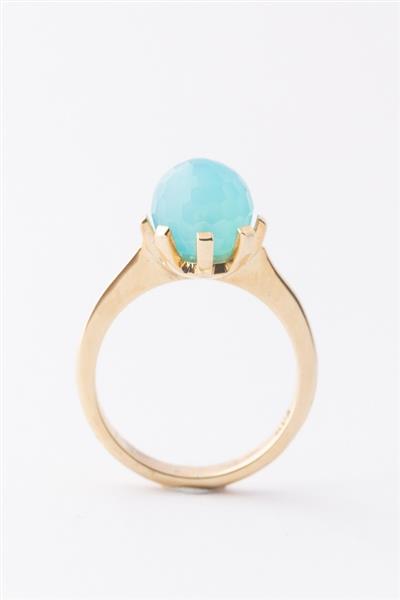 Grote foto gouden ring met chalcedoon kleding dames sieraden