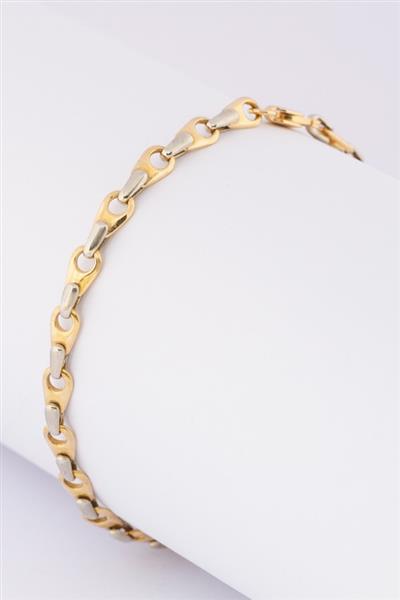 Grote foto 18 krt. wit geel gouden massieve schakel armband kleding dames sieraden