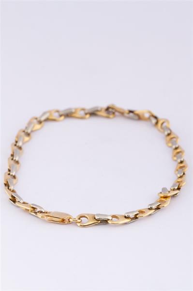 Grote foto 18 krt. wit geel gouden massieve schakel armband kleding dames sieraden