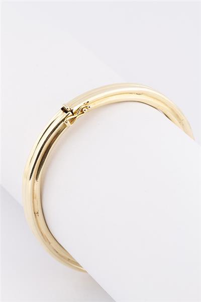 Grote foto gouden bangle met scharnier sluiting kleding dames sieraden