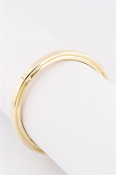 Grote foto gouden bangle met scharnier sluiting kleding dames sieraden