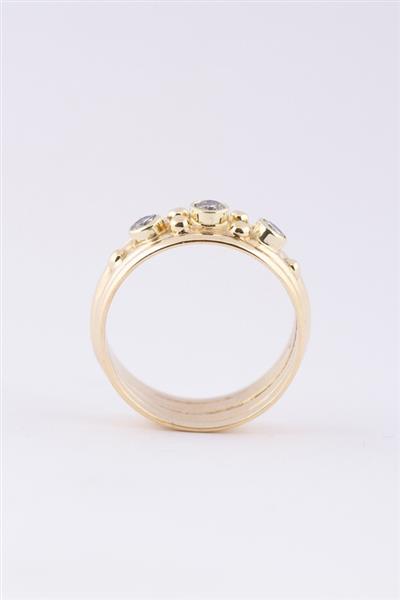 Grote foto gouden band ring met 3 briljanten kleding dames sieraden