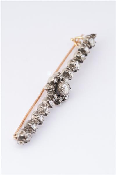 Grote foto gouden brochette met roos geslepen diamanten in zilver gezet kleding dames sieraden