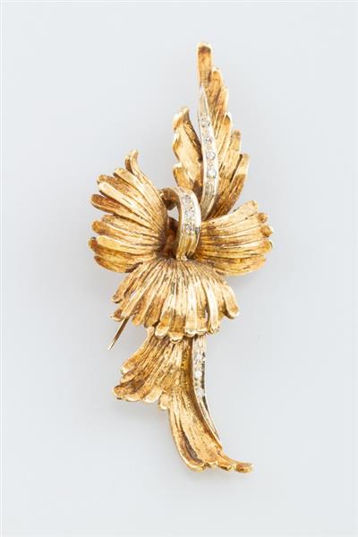 Grote foto gouden bloem broche met diamanten 8 kant kleding dames sieraden