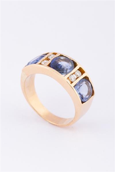 Grote foto gouden rij ring met saffieren en briljanten kleding dames sieraden