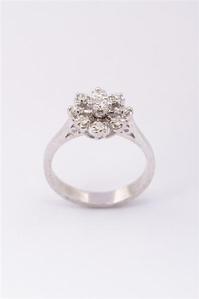Grote foto entourage ring met een briljant en diamanten kleding dames sieraden