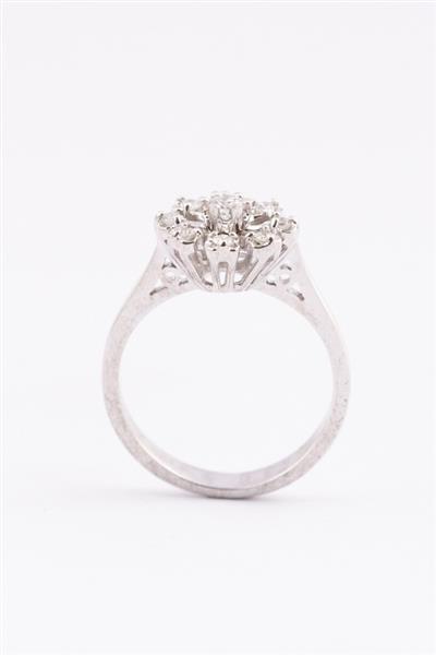 Grote foto entourage ring met een briljant en diamanten kleding dames sieraden