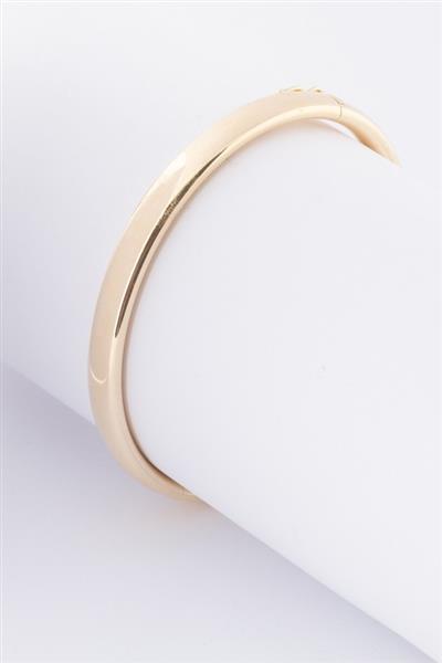 Grote foto gouden bangle met zilveren kern buis met scharnier sluiting kleding dames sieraden