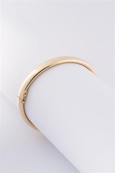 Grote foto gouden bangle met zilveren kern buis met scharnier sluiting kleding dames sieraden