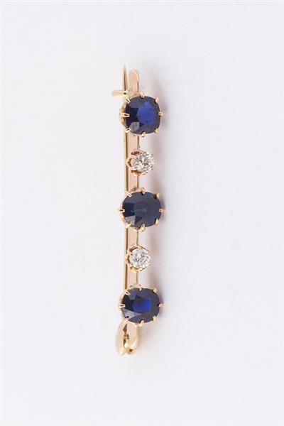 Grote foto antieke gouden brochette met blauwe spinel en briljant kleding dames sieraden