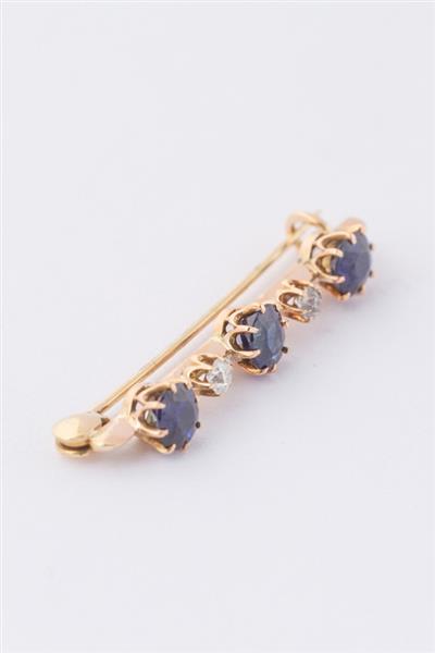 Grote foto antieke gouden brochette met blauwe spinel en briljant kleding dames sieraden