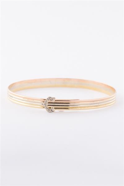 Grote foto gouden tri color bangle met 7 briljanten kleding dames sieraden