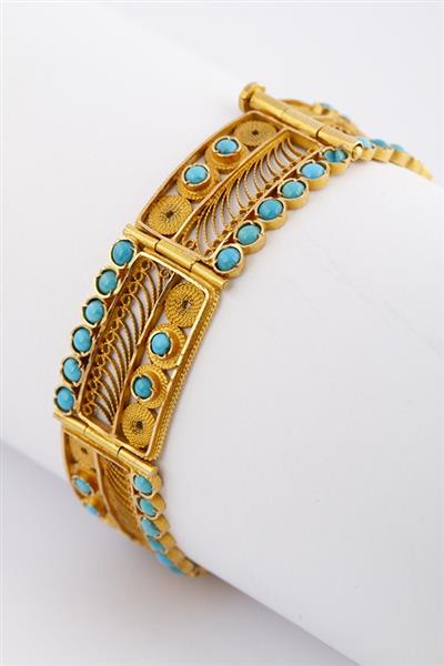 Grote foto gouden schakel armband met filigrain kleding dames sieraden